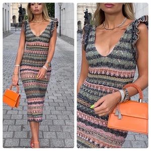 Zara | Dresses | Zara Ruffled Pointelle Knit Dress New | Poshmark